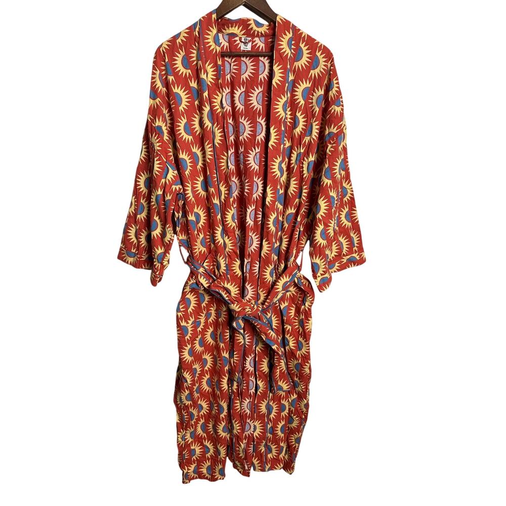 Women’s Printed Satin Robe - Red Sunburst